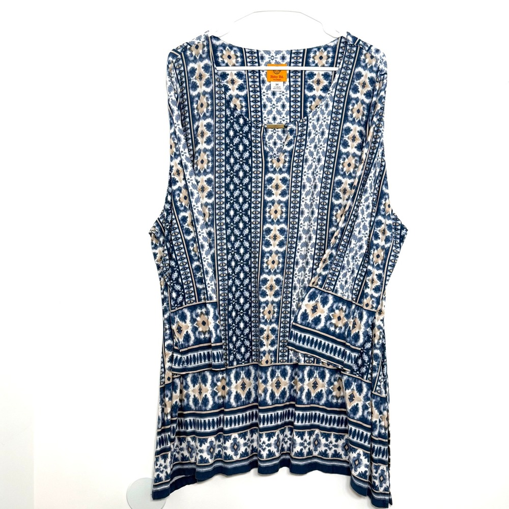Ruby Rd Woman 3X Boho Geometric Print Tunic Top